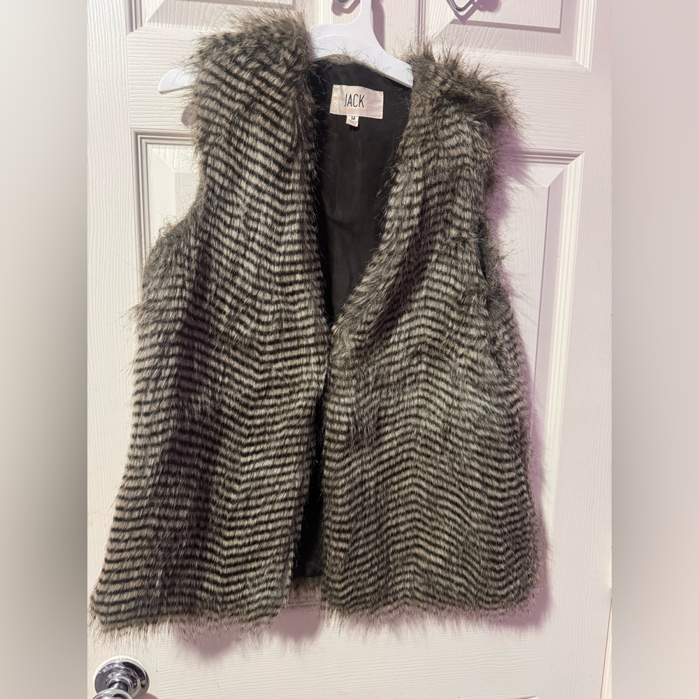 Striped Faux Fur Vest